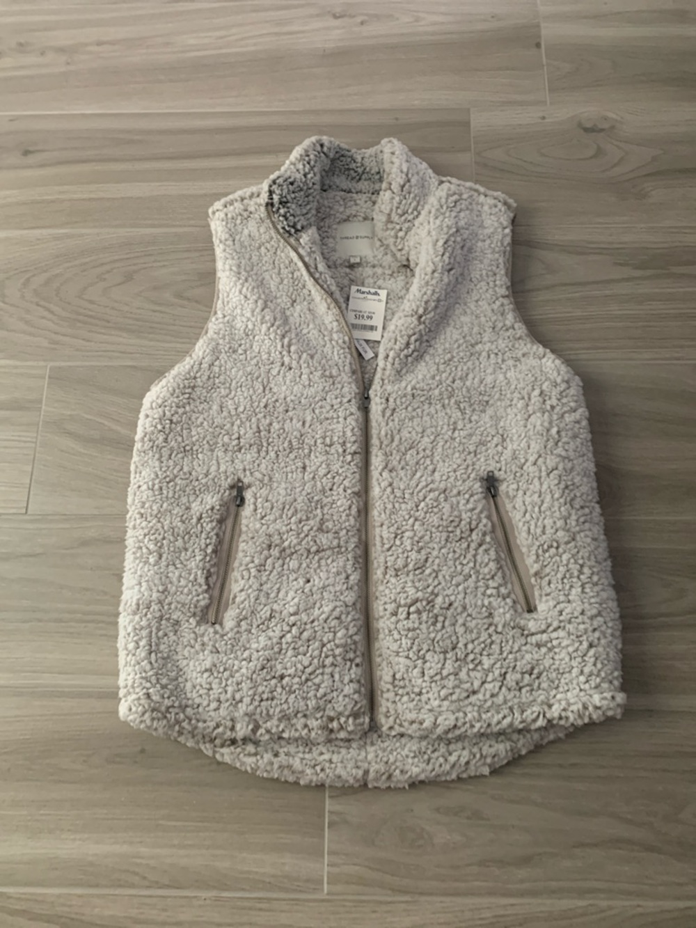 Thread & Supply Cream Sherpa Zip-Up Vest